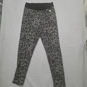 Adidas Grey Leopard Print Leggings Women Medium Athletic Gym Tights Animal Print